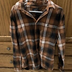Aeropostale Plaid Flannel Shirt - Brown and Black